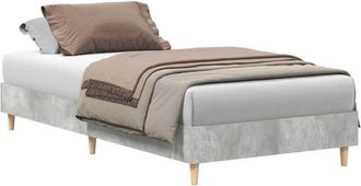 vidaXL Bed Frame No Mattress Concrete Grey 100x200 cm Engineered Wood Vidaxl
