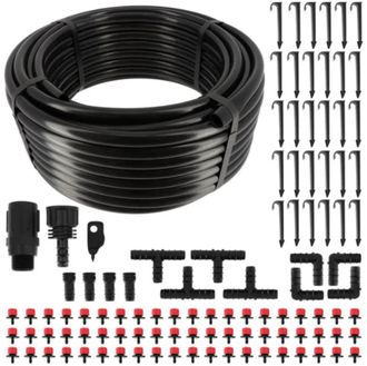 OEM Kit Riego Por Goteo - Tuber&iacute;a 30 M Di&aacute;metro 16 Mm - 60 Emisores Regulables - Para Invernadero Huerta Jard&iacute;n - 1 Unidad
