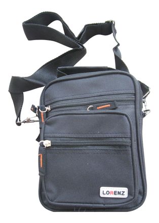 Lorenz Unisex Small Black Polyester Travel Organiser Gadget Pouch Bag - Belt loop and Shoulder Strap