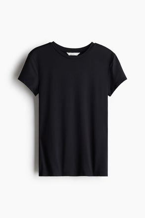 H&M Figurnahes T-Shirt aus Mikrofaser - Schwarz
