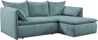 Vente-Unique Sof&aacute; cama rinconera de pana azul TEODORA de PASCAL MORABITO - &Aacute;ngulo derecho