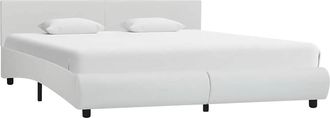 vidaXL Estructura De Cama Con Led Cuero Sint&eacute;tico Blanco 160x200 Cm