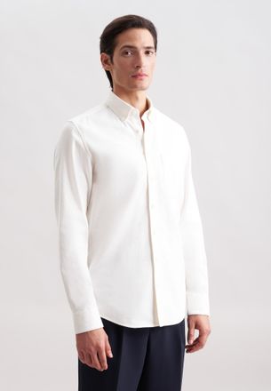 Seidensticker Flanellhemd SEIDENSTICKER, Herren, Gr. S (38), normale &Auml;rmell&auml;ngen, beige (ecru), 100% Baumwolle, unifarben, slim fit, 2-Knopf-Manschette, Hemden Flan