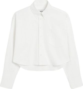 Ami White Cotton cropped shirt
