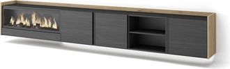 Skraut Home Skraut Home - Mueble Tv, Televisi&oacute;n, Muebles De Sal&oacute;n, Almacenaje, 315x35x50cm, Para Tv Hasta 80, Chimenea El&eacute;ctrica Xxl, Colgado, Suspendido, Led, Es