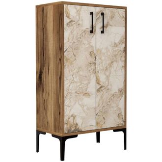 Dmora Zapatero Dmarrull, Zapatero, Armario De Entrada Multiusos, Zapatero, 60x35h111 Cm, Nogal Y Blanco - Dmora