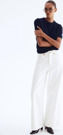 H&M Wide High Jeans in White at Nordstrom, Size 14