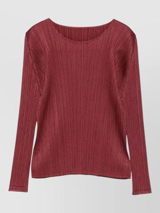 Pleats Please Issey Miyake long sleeve round neck textured top