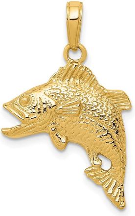 Diamond2Deal 14k Yellow Gold Jumping Bass Fish Pendant