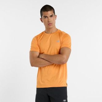 New Balance Mens Sport Essential T-Shirt in Orange Poly Knit, size X-Small