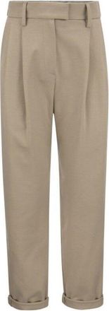 Brunello Cucinelli Talco Cotton Tapered Trousers With Cuffs, Brand Size 44 (US Size 10)