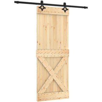 vidaXL Puerta Corredera Con Herrajes Madera Maciza De Pino 80x210 Cm Vidaxl