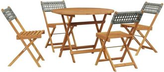 vidaXL vidaXL 5 Piece Garden Dining Set Grey Poly Rattan and Solid Wood