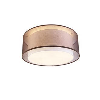 QAZQA Qazqa - Moderno Plaf&oacute;n Moderno Marr&oacute;n Con Blanco 50 Cm 3 Luces - Drum Duo Pl&aacute;stico /acero /textil Cil&iacute;ndra Adecuado Para Led Max. 3 X 40 Watt