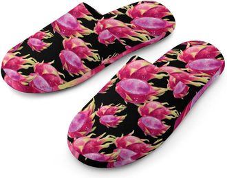 Generic Dragon Fruit Mens Cozy Memory Foam Slippers Warm Cotton House Shoes Comfy Slipper for Indoor Outdoor