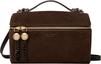 Tory Burch Tassen, Dames, Bruin, ONE Size, Su&egrave;de, Romy Suede Slim Top Handle