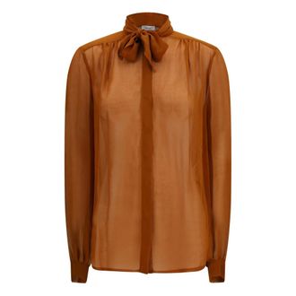 Lardini Blusa in creponne - - Blouses & Shirts - Donna - Marrone - S