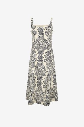 Ulla Johnson Mittellanges ausgestelltes Kleid mit Rundhalsausschnitt Natali