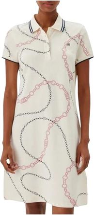 Tommy Hilfiger Kleedjes, Dames, Beige, M, Katoen, Sportieve Feminine Reg Polo Jurk