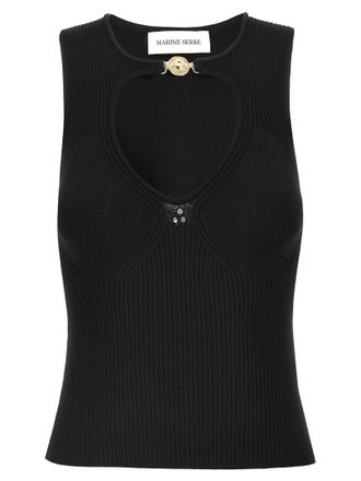 Marine Serre Womens Moon Jewelry Knit Open Neck Top