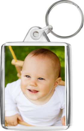 Turquoise Pixly Personalised Custom Photo Keyring, Key Ring Fob, Customised Picture Key Chain, Passport Photo Keychain