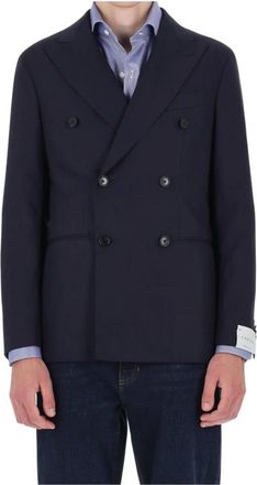 Caruso Kostuums, Heren, Blauw, XL, Wol, Zelander Double-Breasted Jas