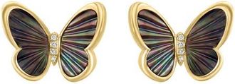 Effy 14K Yellow Gold Diamond Mother of Pearl Butterfly Earrings in 14K Gold at Nordstrom