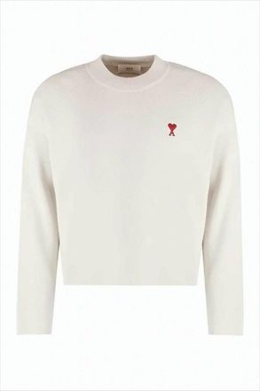 Ami Cropped Knit Sweater With Ribbed Texture