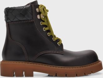 Bottega Veneta Haddock Calfskin Intrecciato Combat Booties