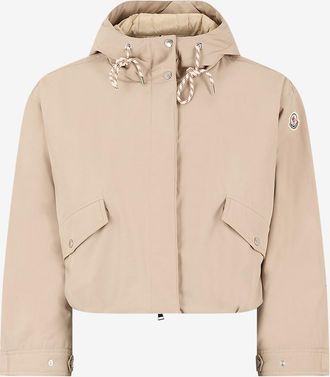 Moncler Leichte Kapuzenjacke mit Reissverschluss aus Canvas Eucalyptus