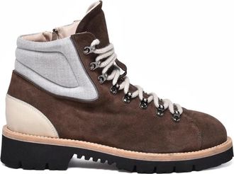 Eleventy Grey/Brown Suede Zip Boots