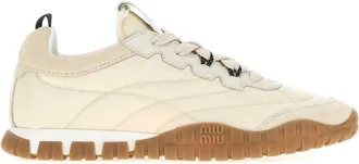 Miu Miu Sand Re Nylon And Suede Sneakers