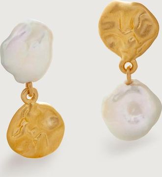 Monica Vinader Gold Keshi Pearl Small Drop Earrings Pearl