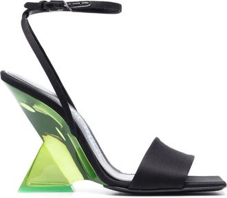 The Attico Cheope Poly Wedge Sandalen - Dames - Sandalen met hakken - Zwart - 37 1/2 EU - Leer - Schoenen