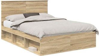 vidaXL Bed Frame with Headboard Sonoma 140 x 200 cm Solid Pine Wood vidaXL