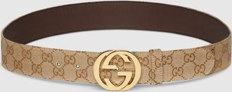 Gucci Belt With Interlocking G Buckle, Size Gucci 100, Beige, GG Canvas