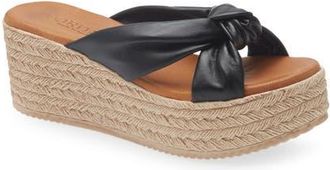 Cordani Brenda Platform Espadrille Sandal in Black Leather at Nordstrom, Size 7.5Us