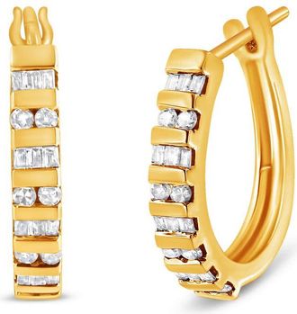 House of Brilliance 10k Yellow Gold 1ct. TDW Diamond Hoop Earrings(I-J, I2-I3)