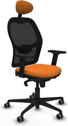 Piqueras y Crespo Piqueras Y Crespo - Jorquera Sincro Malla Negra Similpiel Naranja Brazos 2d Base Nailon Cabecero Fijo Ruedas 65mm Engomada