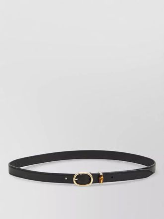 Gucci slim leather belt bamboo oval buckle