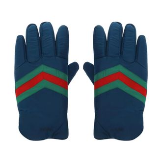 Gucci Nastro Logo Handschoenen - Dames - Accessoires - Blauw - Maat: 8 IN Kasjmier