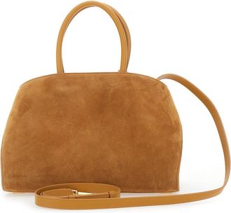 Ferragamo Womens Handbag Hug Small Suede Beige Goat Leather Handbags Hand Bags