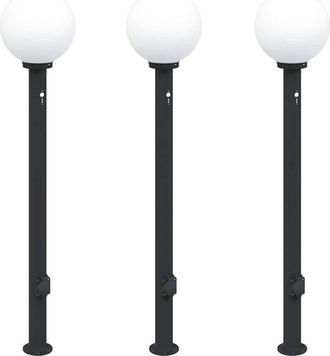 vidaXL Bollard Lights with Sensor&Outlet 3 pcs 120 cm Black IP44 vidaXL