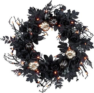 National Tree Company 24In Chic Eek Black & Gold Halloween Wreath