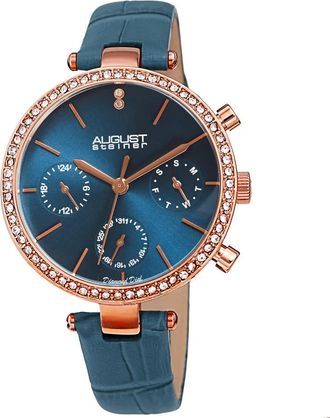 August Steiner Quartz Diamond Blue Dial Ladies Watch AS8288BU