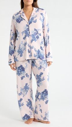 Nordstrom Moonlight Eco Knit Pajamas in Pink- Blue Primavera Floral at Nordstrom, Size 1X