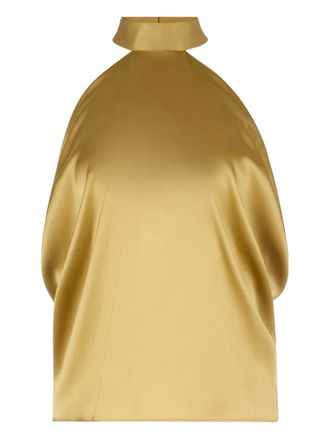 Nina Ricci Satijenen blouse met halternek - Goud