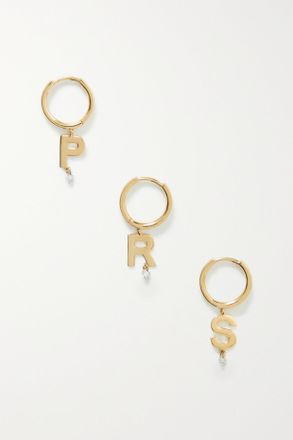 Persée Alphabet 18-karat Gold Diamond Single Hoop Earring - Oro