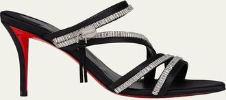 Christian Louboutin 80mm Meryl Zip Strass Satin Sandals