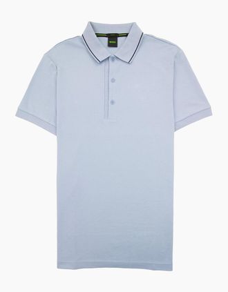 HUGO BOSS Mens Hugo Boss Paule 4 Slim Fit Branded Placket Polo Light Blue 498 - Size: 44